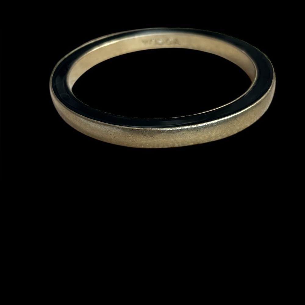 Yosca Black Enamel and Gold-Tone Women's Bangle Bracelet - Picture 2 of 3